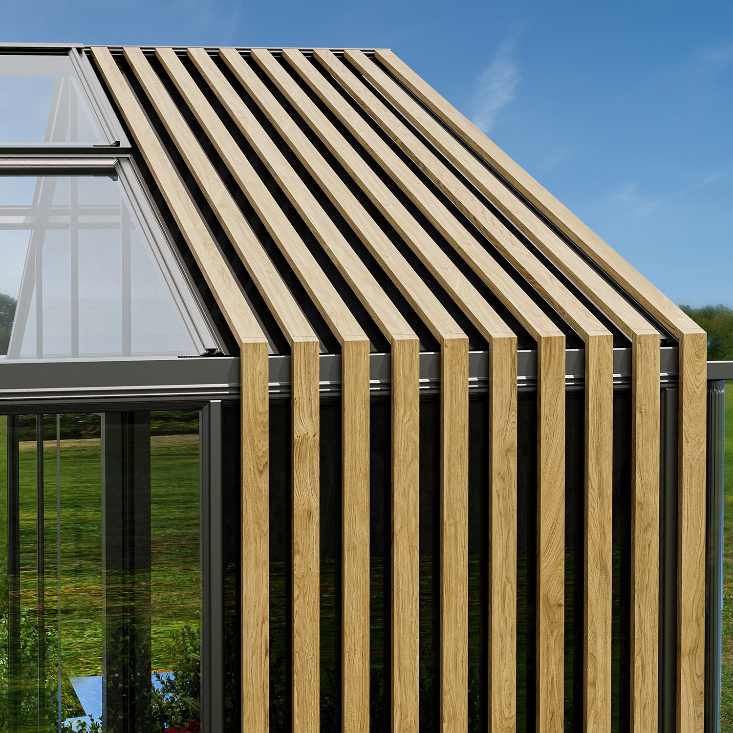 Scandiglas with storage and accoya