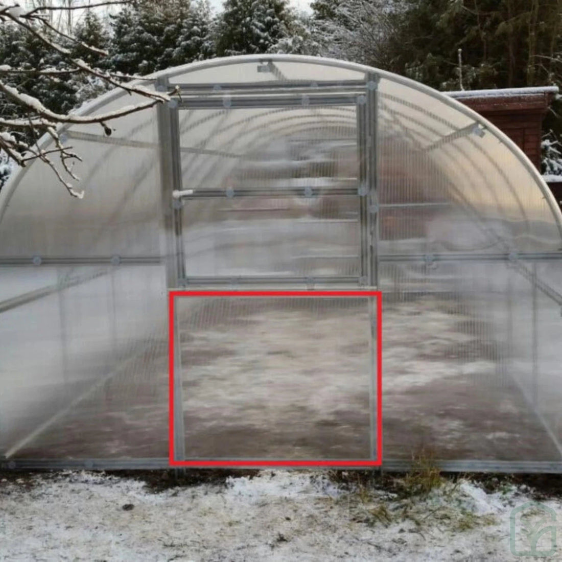 Worlds most popular greenhouse from the back highlighting where additional door should be installed