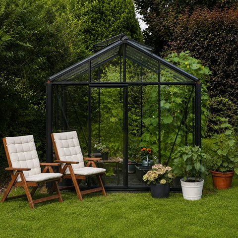 A Scandiglas greenhouse in an owner's garden