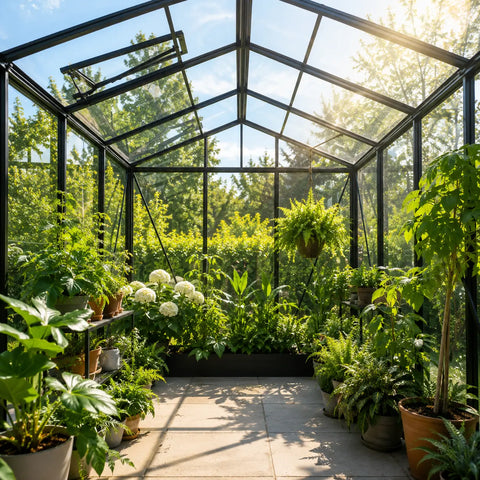 A Scandiglas greenhouse in an owner's garden