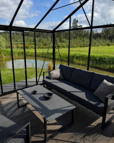 A Scandiglas greenhouse in an owner's garden