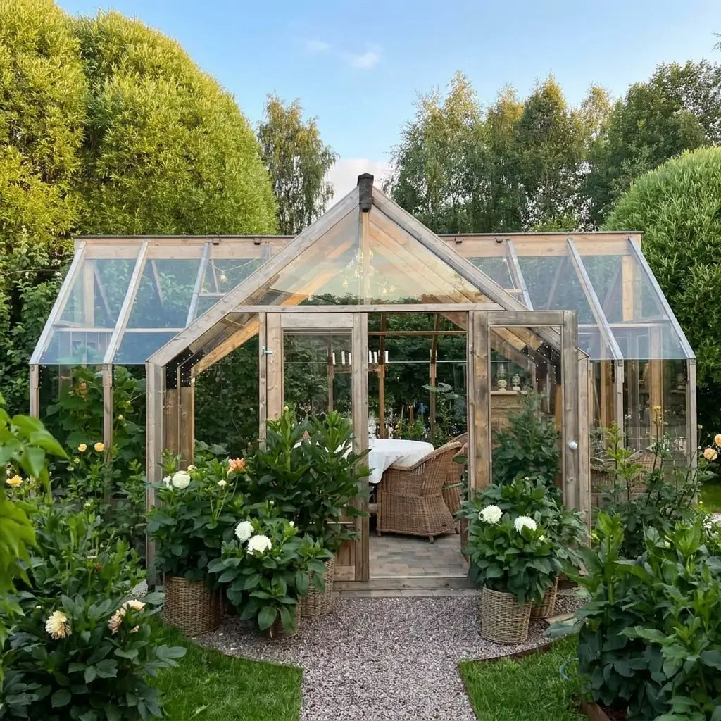 Customer's Nordwood greenhouse in their backyard