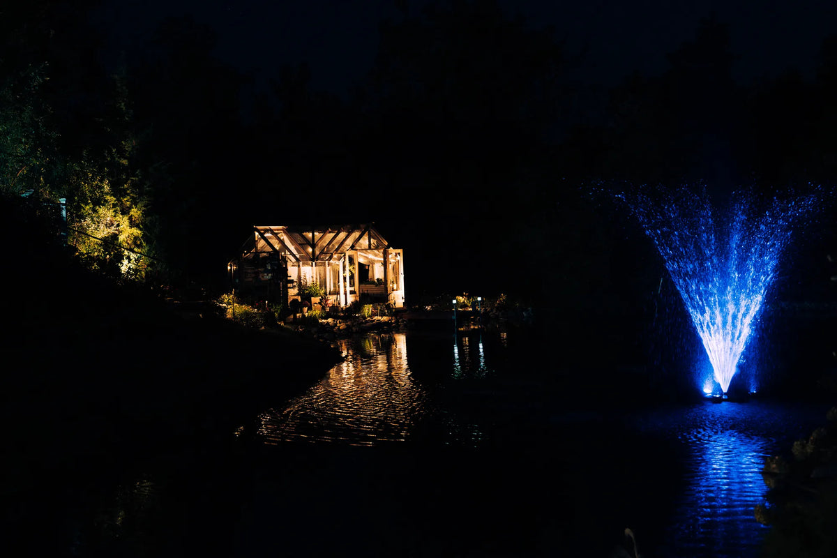 Fountain lights on